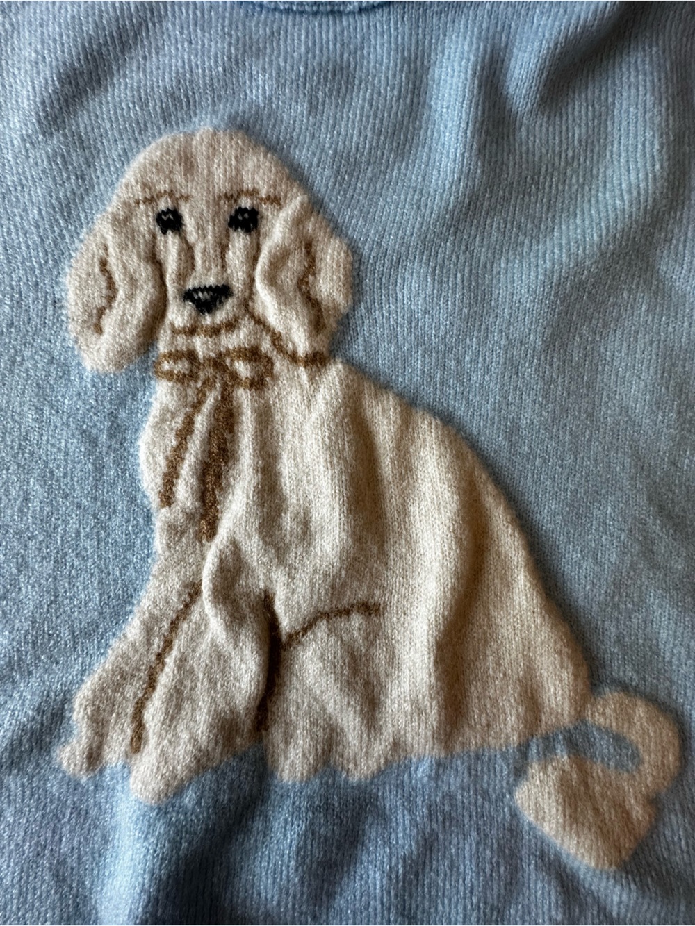 New with Tag! Anthropologie Maeve Light Blue Knit Pullover White Poodle sz M - Picture 4 of 8